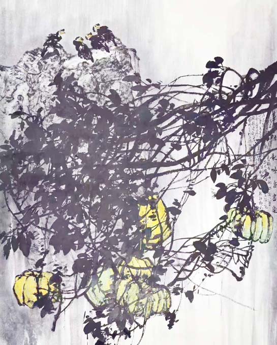 叶语秋吟言尽欢。尺寸，193x167Cm。