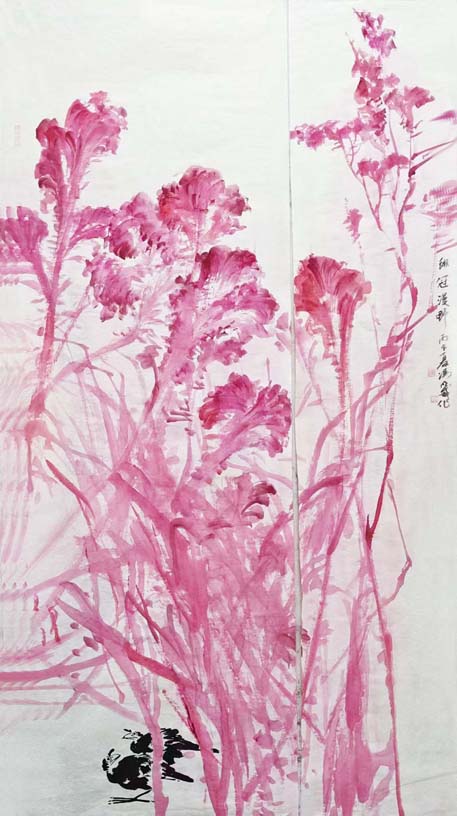 绯冠漫野。尺寸.193x167Cm。